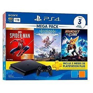 PlayStation 4 slim 1 tb megapack 3 jogos mídia física  + Controle Wireles DualShock 4