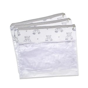 Conjunto Com 3 Saquinhos De Mala Maternidade Urso Cinza