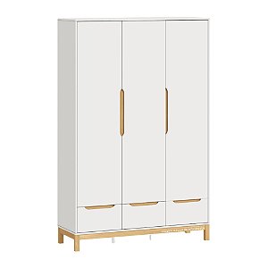 Guarda-Roupa 3 Portas Cozy - Branco / Carvalho - prontaentrega