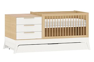 Berço Grow Up - Multifuncional - Branco Com Carvalho