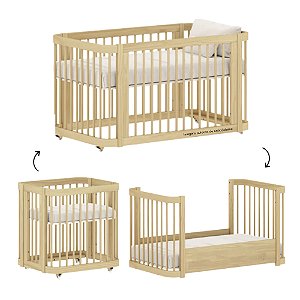 Berço Evolutivo - 3 em 1 - Carvalho Malva - prontaentrega