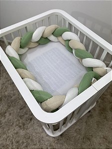 Trança - Mini Berço - Tricô - Verde / Bege / Branco