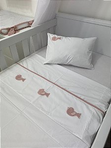 Jogo De Lençol - Berço - Passarinho Rose