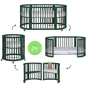 Berço Crescer - Evolutivo - 4 em 1 - Oval - Verde