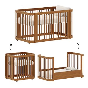 Berço Evolutivo - 3 em 1 - Nogueira - prontaentrega