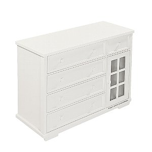 Cômoda Encanto - Com Porta De Vidro - Branco Fosco