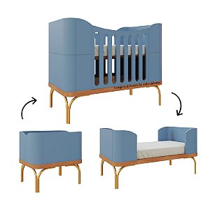 Berço Aquarela - 3 em 1 - Azul Sereno