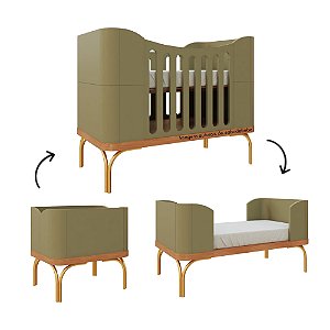 Berço Aquarela - 3 em 1 - Verde Cacto - prontaentrega
