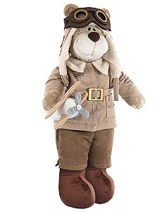 Urso de Pelúcia Bochecha Aviador Antigo