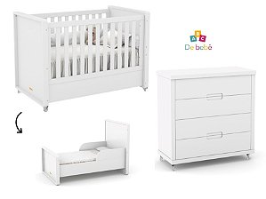Conjunto - Berço Tutto 2 em 1 + Gaveteiro Tutto - Branco