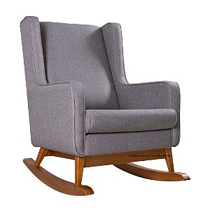 Poltrona De Amamentação Wind - Com Balanço - Tecido 360C - Linho Cinza Escuro