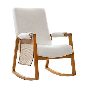Poltrona De Amamentação Nature - Com Balanço - Com Bolso - Tecido 366C - Linho cinza