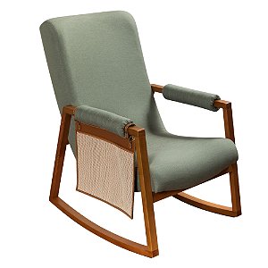 Poltrona De Amamentação Nature - Com Balanço - Com Bolso - Tecido 102B - Linho Cacto