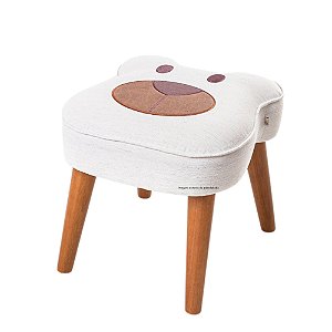 Puff Urso - Linho Bege - Tecido 100A - prontaentrega