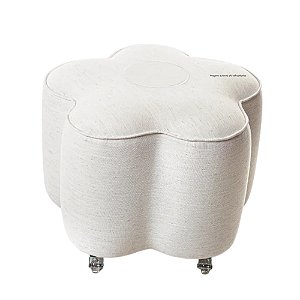 Puff Flor - Rodizio - Linho Bege - Tecido 100A