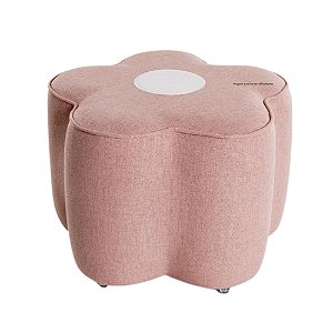 Puff Flor - Rodizio - Linho Rosa - Tecido 107A