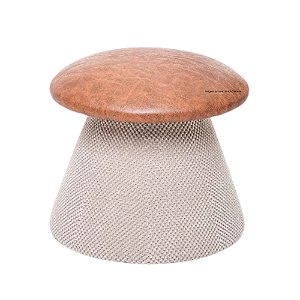 Puff Cogumelo - Tampo Em Courino 200B - Veludo Bege - Tecido 110A - prontaentrega
