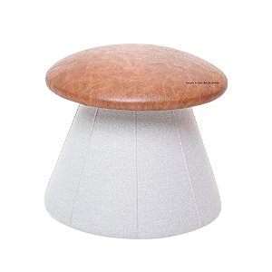 Puff Cogumelo - Tampo Em Courino 200B - Linho Cinza - Tecido 366C