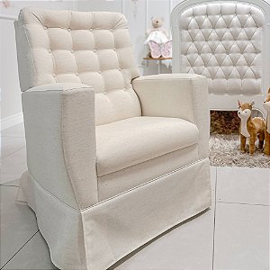 Poltrona De Amamentação Eternity - Com Balanço - Tecido 100A - Linho Bege - prontaentrega