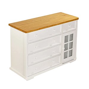 Cômoda Encanto - Com Porta De Vidro - Branco Com Mel