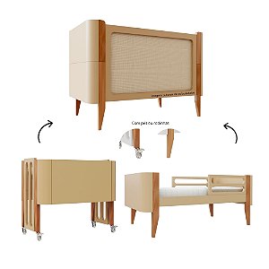 Berço Bo Palha - 3 em 1 - Capuccino/Jequitibá