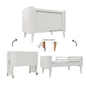 Berço Bo Palha - 3 em 1 - Branco/Branco