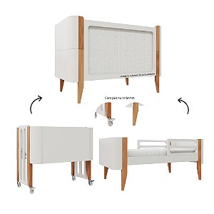 Berço Bo Palha - 3 em 1 - Branco/Jequitibá
