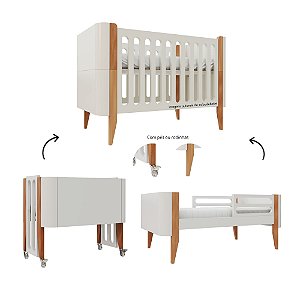 Berço Bo Palitado - 3 em 1 - Areia/Jequitibá - prontaentrega