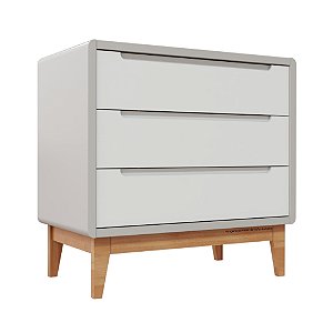 Cômoda Bo - Sem Porta - Cinza Branco / Pés Jequitiba