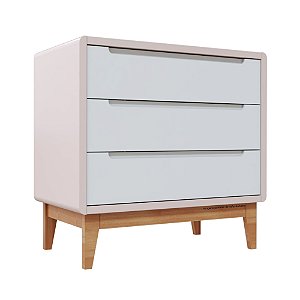 Cômoda Bo - Sem Porta - Rosa Old / Branco / Pés Jequitiba