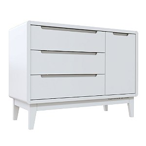 Cômoda Bo - Com Porta - Branco / Pés Branco