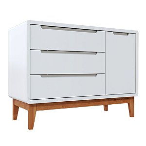 Cômoda Bo - Com Porta - Branco / Pés Jequitibá