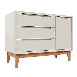 Cômoda Bo - Com Porta - Areia / Pés Jequitibá