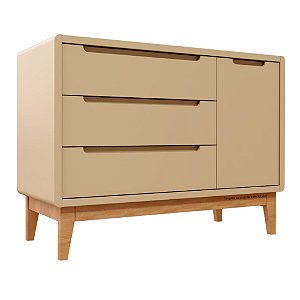 Cômoda Bo - Com Porta - Capuccino / Pés Jequitiba