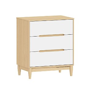 Cômoda Tomi - 3 Gavetas - Branco Com Carvalho