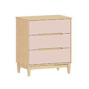 Cômoda Tomi - 3 Gavetas - Rosa Com Carvalho