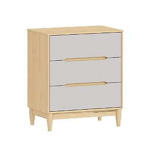 Cômoda Tomi - 3 Gavetas - Cinza Com Carvalho