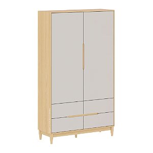 Guarda-Roupa Tomi - 2 Portas - Carvalho Com Cinza