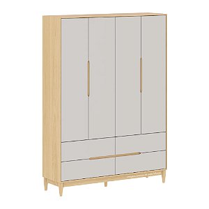 Guarda-Roupa Tomi - 4 Portas - Carvalho Com Cinza
