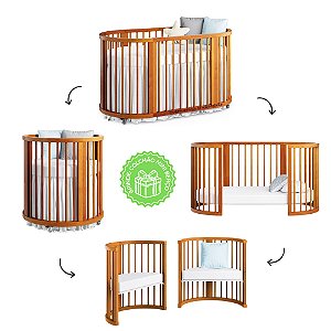 Berço Crescer - 4 em 1 - Oval / Redondo - Madeira