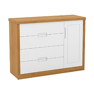 Cômoda Tutto New - Com Porta - Freijó / Branco Soft - 20262 - prontaentrega