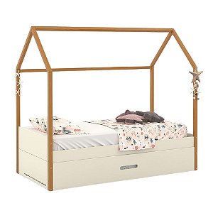 Cama Kids Liv - Com Auxiliar - Off White / Freijó - 51583