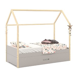 Cama Kids Liv - Com Auxiliar - Cinza / Natural - 51579