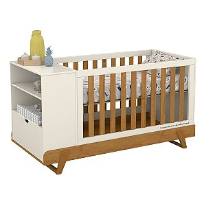 Berço Multifuncional Bkids - 5 em 1 - Off White / Freijó / Eco Wood 61516