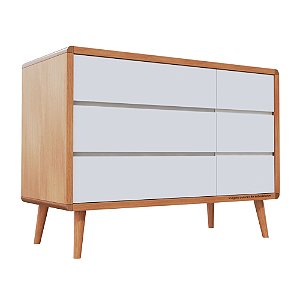 Cômoda Sonhos - Com Porta - Corpo Madeira - Gavetas Brancas