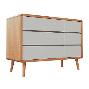 Cômoda Sonhos - Com Porta - Corpo Madeira - Gavetas Cinza