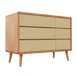 Cômoda Sonhos - Com Porta - Corpo Madeira - Gavetas Capuccino