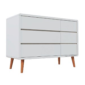 Cômoda Sonhos - Com Porta - Pés Madeira - Corpo Branco