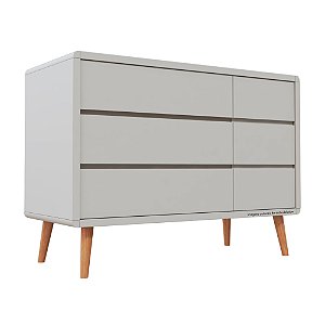 Cômoda Sonhos - Com Porta - Pés Madeira - Corpo Cinza