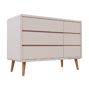 Cômoda Sonhos - Com Porta - Pés Madeira - Corpo Rosa Old